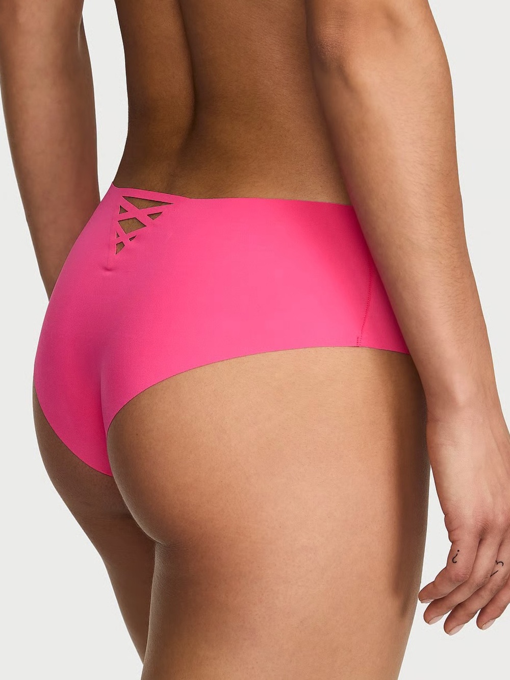 Victoria's Secret Panties No-Show Strappy Cheeky Panty Haute Pink Size Med NWT